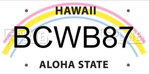 BCWB87 Hawaii License Plate