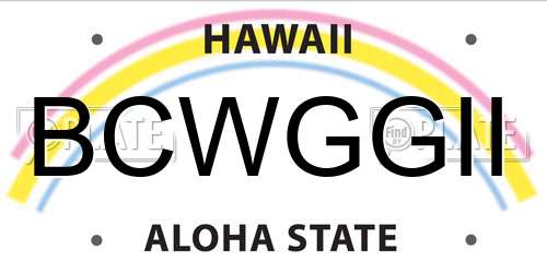 BCWGGII Hawaii License Plate