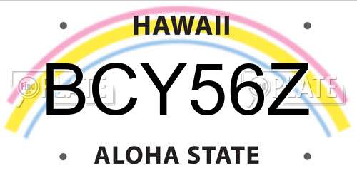 BCY56Z Hawaii License Plate