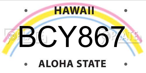 BCY867 Hawaii License Plate