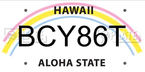 BCY86T Hawaii License Plate