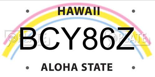 BCY86Z Hawaii License Plate