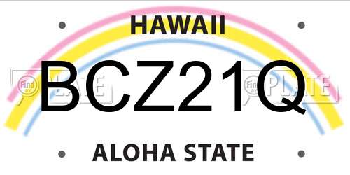 BCZ21Q Hawaii License Plate