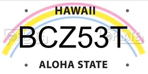 BCZ53T Hawaii License Plate