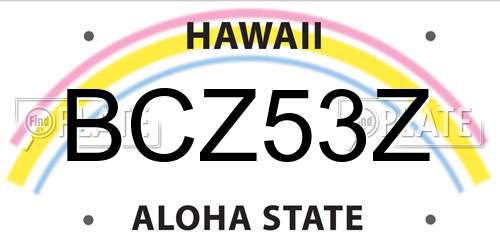 BCZ53Z Hawaii License Plate