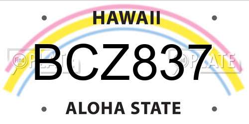 BCZ837 Hawaii License Plate