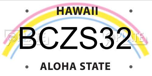 BCZS32 Hawaii License Plate