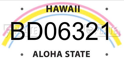 BD06321 Hawaii License Plate