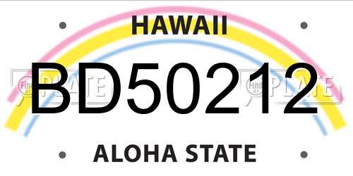 BD50212 Hawaii License Plate