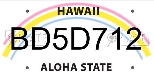 BD5D712 Hawaii License Plate