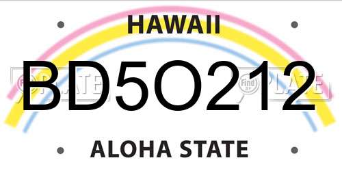 BD5O212 Hawaii License Plate