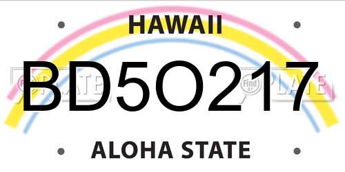 BD5O217 Hawaii License Plate