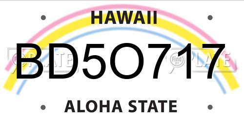 BD5O717 Hawaii License Plate