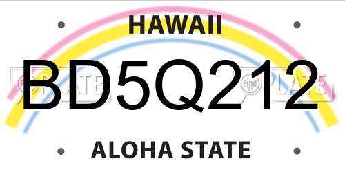 BD5Q212 Hawaii License Plate