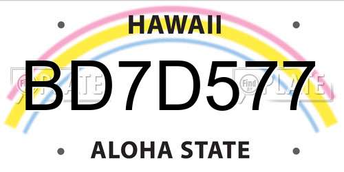 BD7D577 Hawaii License Plate