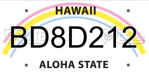 BD8D212 Hawaii License Plate