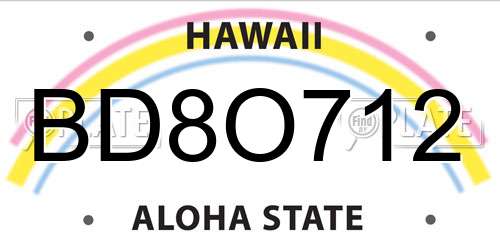 BD8O712 Hawaii License Plate