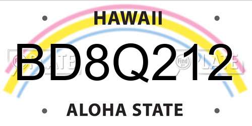 BD8Q212 Hawaii License Plate