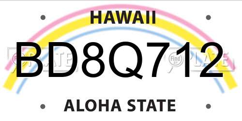 BD8Q712 Hawaii License Plate