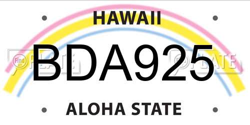 BDA925 Hawaii License Plate