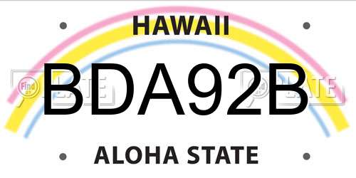 BDA92B Hawaii License Plate