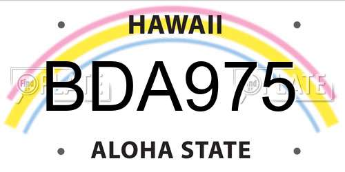 BDA975 Hawaii License Plate