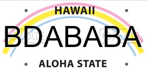 BDABABA Hawaii License Plate