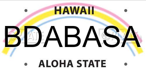 BDABASA Hawaii License Plate