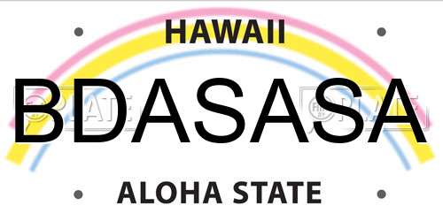 BDASASA Hawaii License Plate