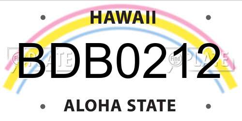 BDB0212 Hawaii License Plate