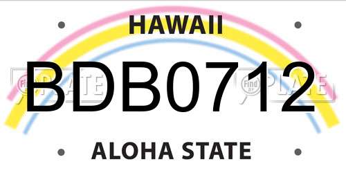 BDB0712 Hawaii License Plate