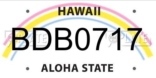 BDB0717 Hawaii License Plate