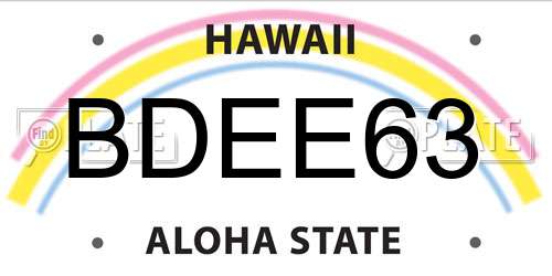 BDEE63 Hawaii License Plate