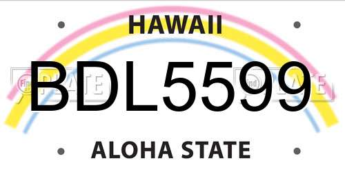 BDL5599 Hawaii License Plate