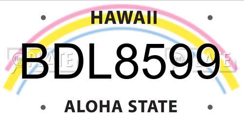 BDL8599 Hawaii License Plate