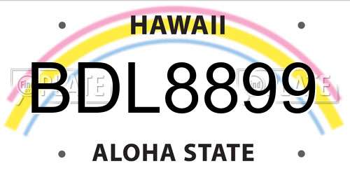 BDL8899 Hawaii License Plate