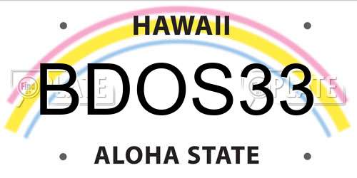 BDOS33 Hawaii License Plate