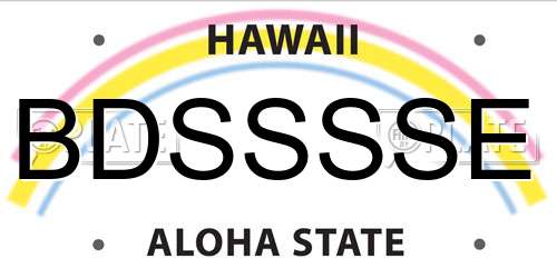 BDSSSSE Hawaii License Plate