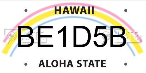 BE1D5B Hawaii License Plate