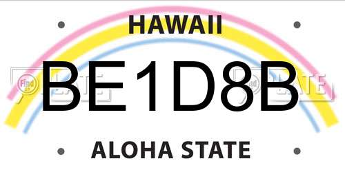 BE1D8B Hawaii License Plate