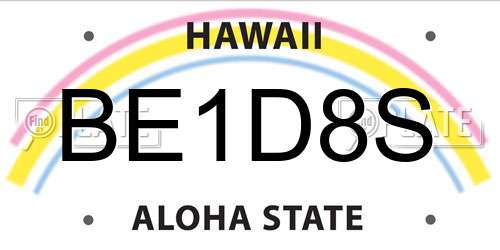 BE1D8S Hawaii License Plate