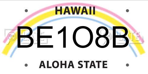 BE1O8B Hawaii License Plate