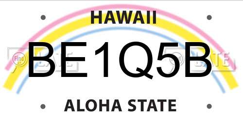 BE1Q5B Hawaii License Plate