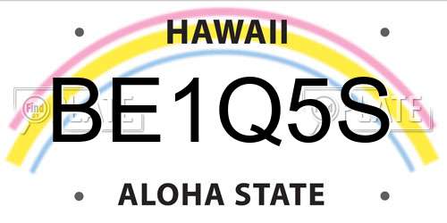 BE1Q5S Hawaii License Plate