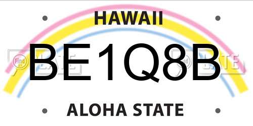 BE1Q8B Hawaii License Plate