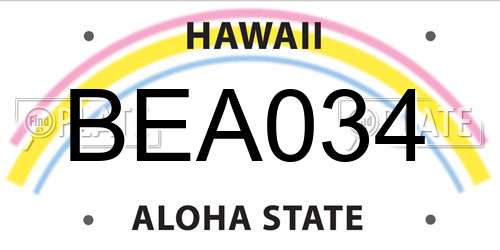 BEA034 Hawaii License Plate