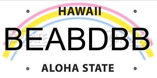 BEABDBB Hawaii License Plate
