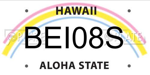 BEI08S Hawaii License Plate