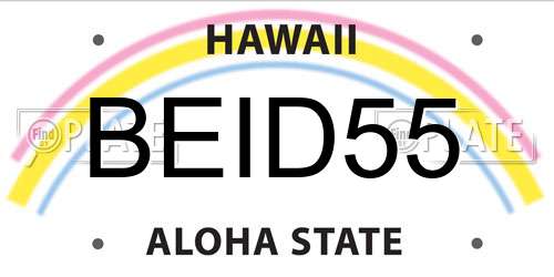 BEID55 Hawaii License Plate