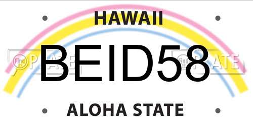 BEID58 Hawaii License Plate
